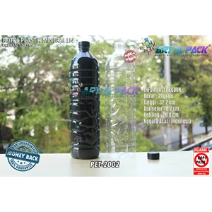 Botol plastik PET 1500ml aqua tutup segel hitam (PET2002)