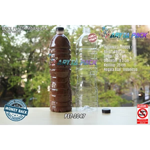 Botol plastik PET 1500ml aqua tutup segel short neck coklat (PET2047)