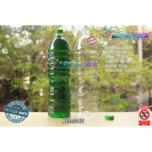Botol plastik PET 1500ml aqua tutup segel short neck hijau (PET2040)