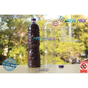 Botol plastik PET 1500ml aqua tutup segel short neck ungu (PET2048)
