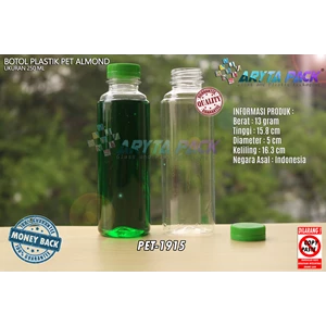 Plastic bottles of almond 250ml drinks close the green seal (PET1915)
