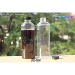 Botol plastik minuman 500ml almond tutup segel hitam (PET1295)
