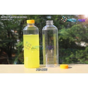 Botol plastik minuman 500ml almond tutup segel kuning (PET1293)