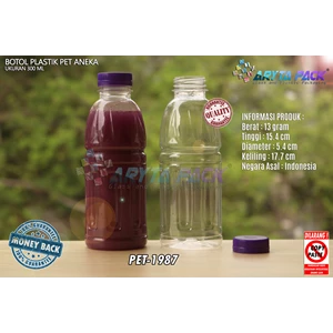 Mineral plastic bottle 300ml various purple seal lid (PET1987)