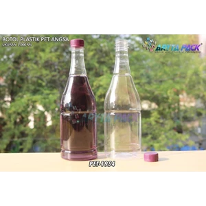 Botol plastik minuman 1 liter angsa tutup segel ungu (PET1954) 