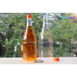 Botol plastik minuman 1 liter angsa tutup segel orange (PET1955) 