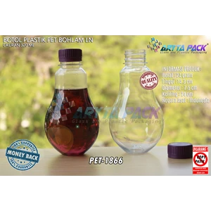 Botol plastik minuman bohlam 320ml tutup segel ungu (PET1866)