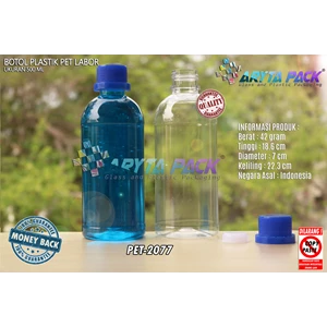 Botol plastik PET 500ml labor tutup segel biru (PET2077)