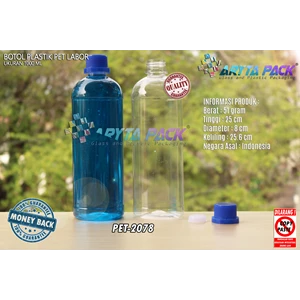 Botol plastik pet 1liter labor tutup segel biru (PET2078)