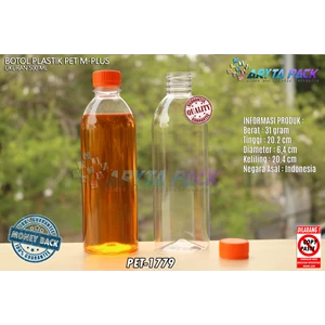 Plastic beverage bottle 500ml M-plus orange cap seal (PET1779)