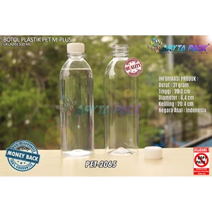Plastic beverage bottle 500ml M-plus natural cap seal (PET2065)