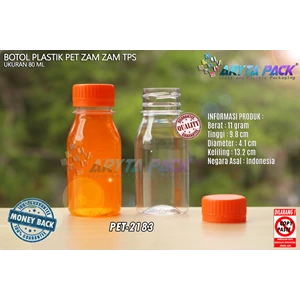 Botol plastik PET 80ml zam-zam tutup tps segel orange (PET2183)