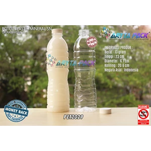 Botol plastik PET 600ml aqua tutup segel pendek putih (PET2029)