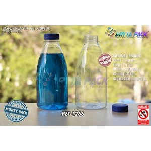 Botol plastik minuman 350ml pet cantik tutup segel pendek biru (PET1266)