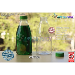 Botol plastik minuman 350ml pet cantik tutup segel pendek hijau (PET1268)
