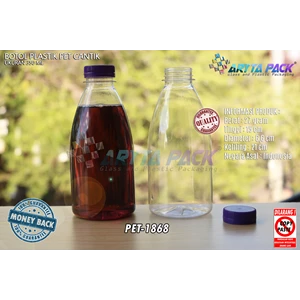 Botol plastik minuman 350ml pet cantik tutup segel pendek ungu (PET1868)