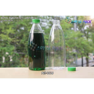 Botol plastik minuman 600ml pet cantik tutup segel pendek hijau (PET1316)