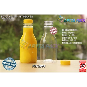  250ml pear lid seal yellow plastic beverage bottle (PET2084)