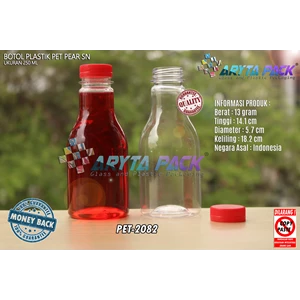  250ml pear lid seal red plastic beverage bottle (PET2082)