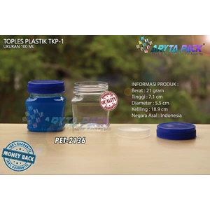 100ml PET plastic jar TKP-1 blue lid (PET2136)