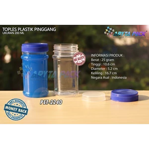 PET plastic jar 200 ml blue lid waist (PET2240)