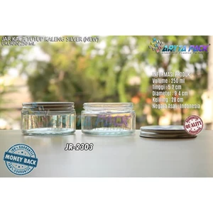 250ml glass jar lid silver cans (new) (JR2303)