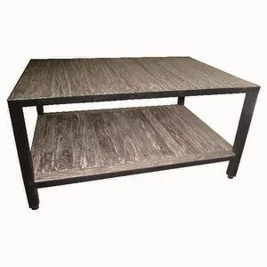 Meja Minimalis Model Rustic Kayu Jati Kombinasi Besi