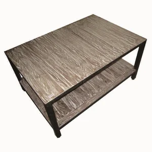 Meja Minimalis Model Rustic Kayu Jati Kombinasi Besi