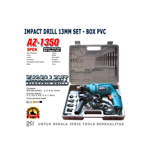 Mesin Bor Tangan Impact Drill Listrik Set 13mm AIZU AZ1350 Box pvc