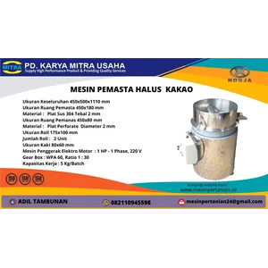Mesin Pemasta Halus Kakao ( Refining) Kapasitas Mesin 5 Kg/Proses