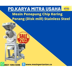 Mesin Penepung Chip Kering Porang (Disk mill) Stainless Steel Kapasitas 55 Kg/ Jam