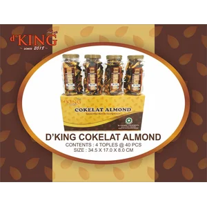 D'king Coklat almond kantong 40 pcs per karton isi 4 toples
