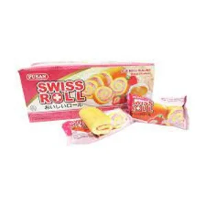 Swiss Rolls Strawberry 18 gram x 24 per karton isi 12 pcs