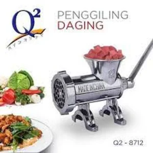 Alat Penggiling Daging Q2 8712 Gilingan Daging Manual Besi Stainless Meat Mincers per karton isi 12 pcs