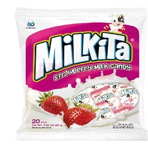 MilK CANDY Strawberry BAG 20 pcs per karton isi 30 pcs  KILAT LOC bar code 42007