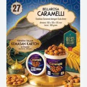 Bellarosa Caramelli Cookies Caramel dengan Gula Aren per box isi 6 bucket