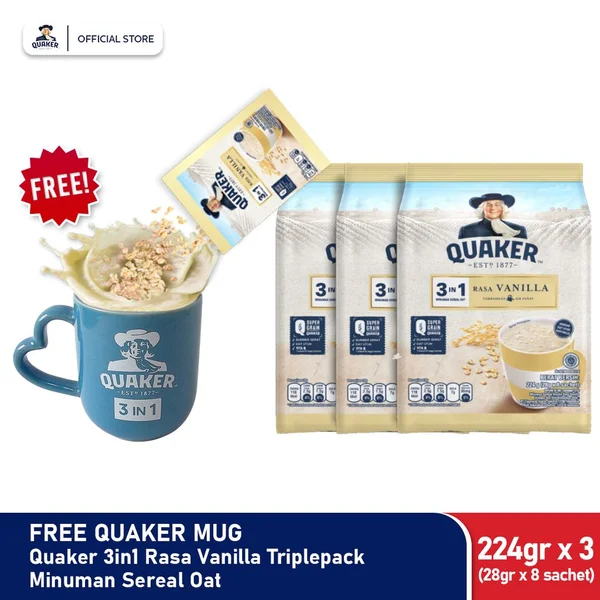 QUAKER 3 IN 1 VANILA 3X8 SCH+MUG