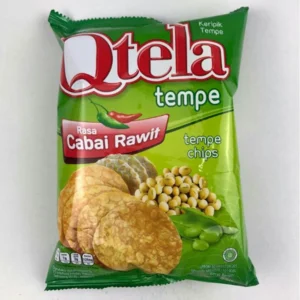 QTELA  keripik TEMPE RASA CABAI RAWIT 55g per karton isi 30 pcs