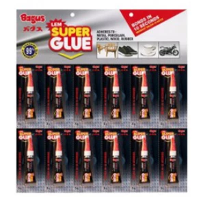 Bagus Lem Super Glue Renceng W-21901 per karton isi 24 lusin