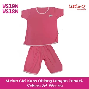 Little Q For Girl's short-sleeved Oblong shirt pants 3 per 4 color XL