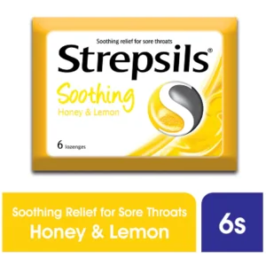 Strepsils soothing honey & lemon flavours permen pelega tenggorokan 6s x 12 x 288 pcs/karton (413)