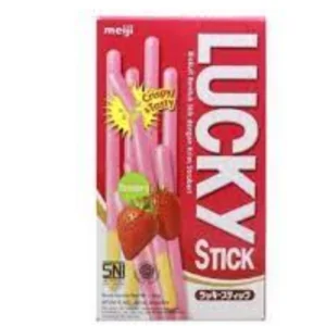 Meiji lucky stick biskuit strawberry 45 gr (1 x 8 x 10) pcs/karton