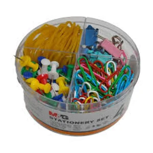 M&G 4 IN 1 Stationery Set 50pcs   push pins 10pcs   9mm binder clip 100pcs   3# paper clip 40pcs   rubber ring