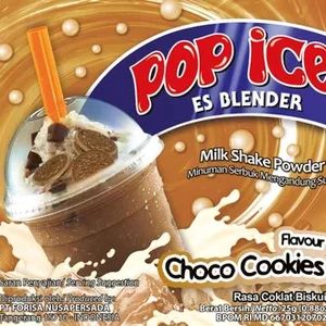 Bubuk Minuman Pop Ice Coklat Biskuit 25 gr isi 250 pcs/karton