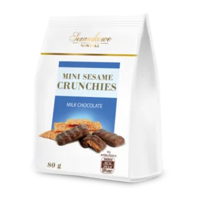 MINI SESAME CRUNCHIES MILK CHOCOLATE 80 G x 2160 PER PALLET