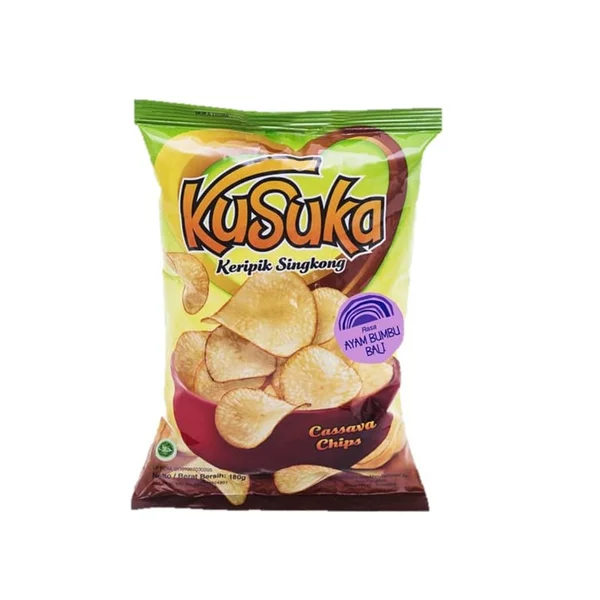 KUSUKA Keripik Singkong Ayam Bumbu Bali 180 gr per karton isi 10 pcs 653314502526