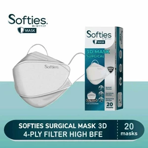 Masker softies surgical mask 3D 4 ply filter high bfe per dus isi 20 box