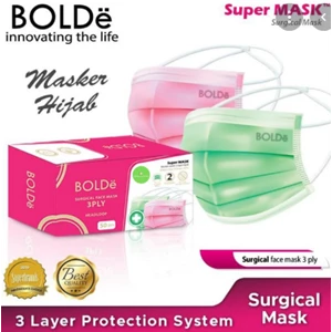 Bolde masker medis hijab 50's (kuning/pink/ungu) pcs per ctn