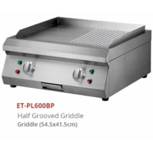 Getra counter top electric griddle type ET-PL600BP (Half grooved griddle) uk.54.5 x 41.5cm