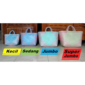 Tas Anyaman Plastik Warna Biasa uk kecil (22x11x25)(PXLXT) per pieces